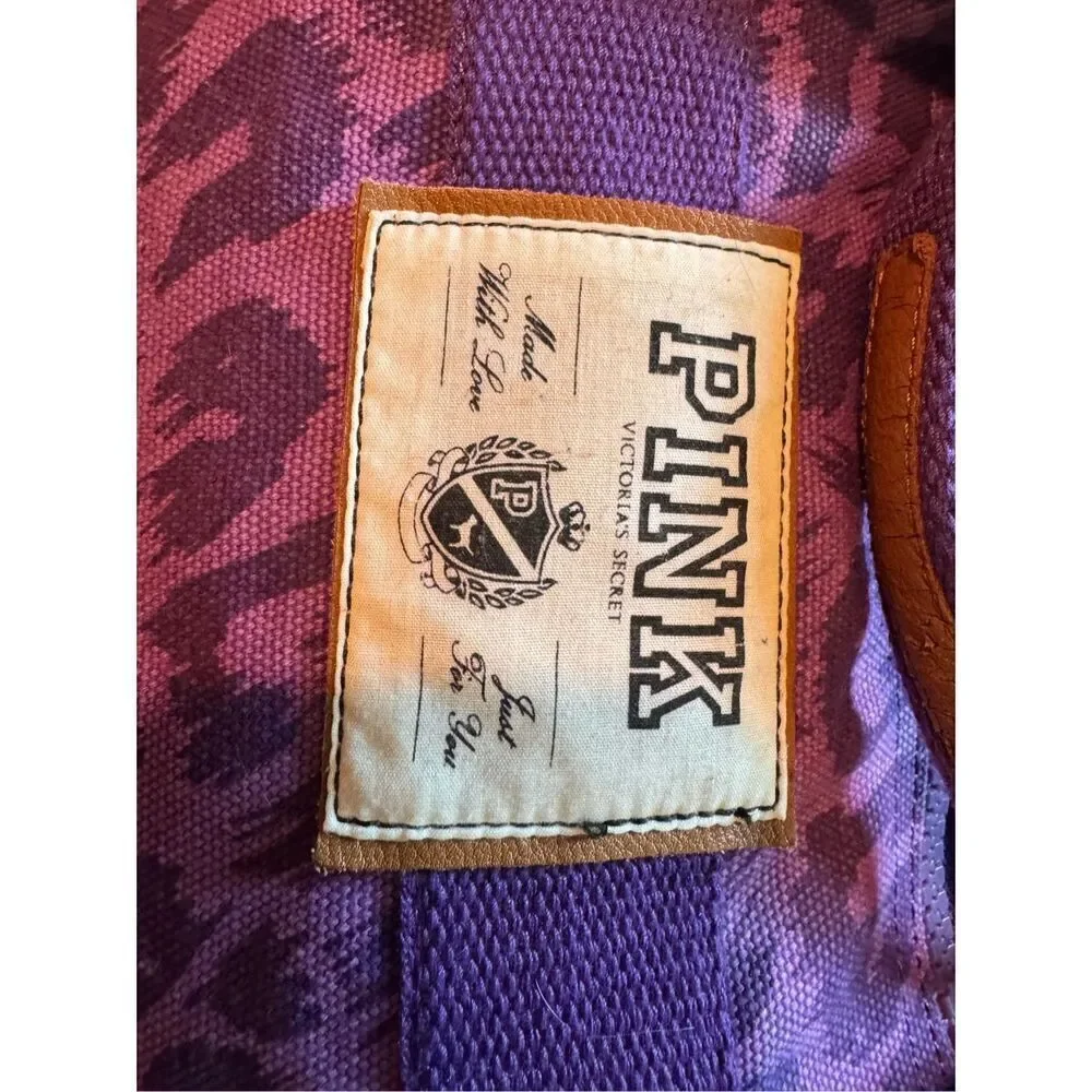 Victorias secret pINK purple leopard canvas vintage y2k duffle bag fashion